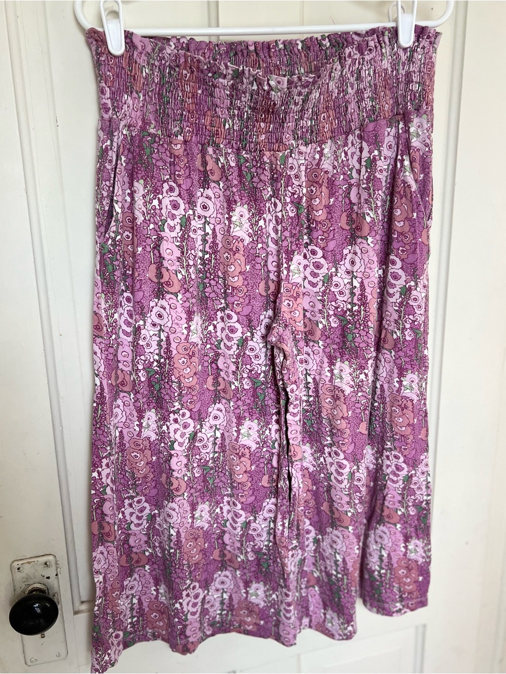 Kate Quinn L Smocked Waist Hollyhock in Pink goucho pants